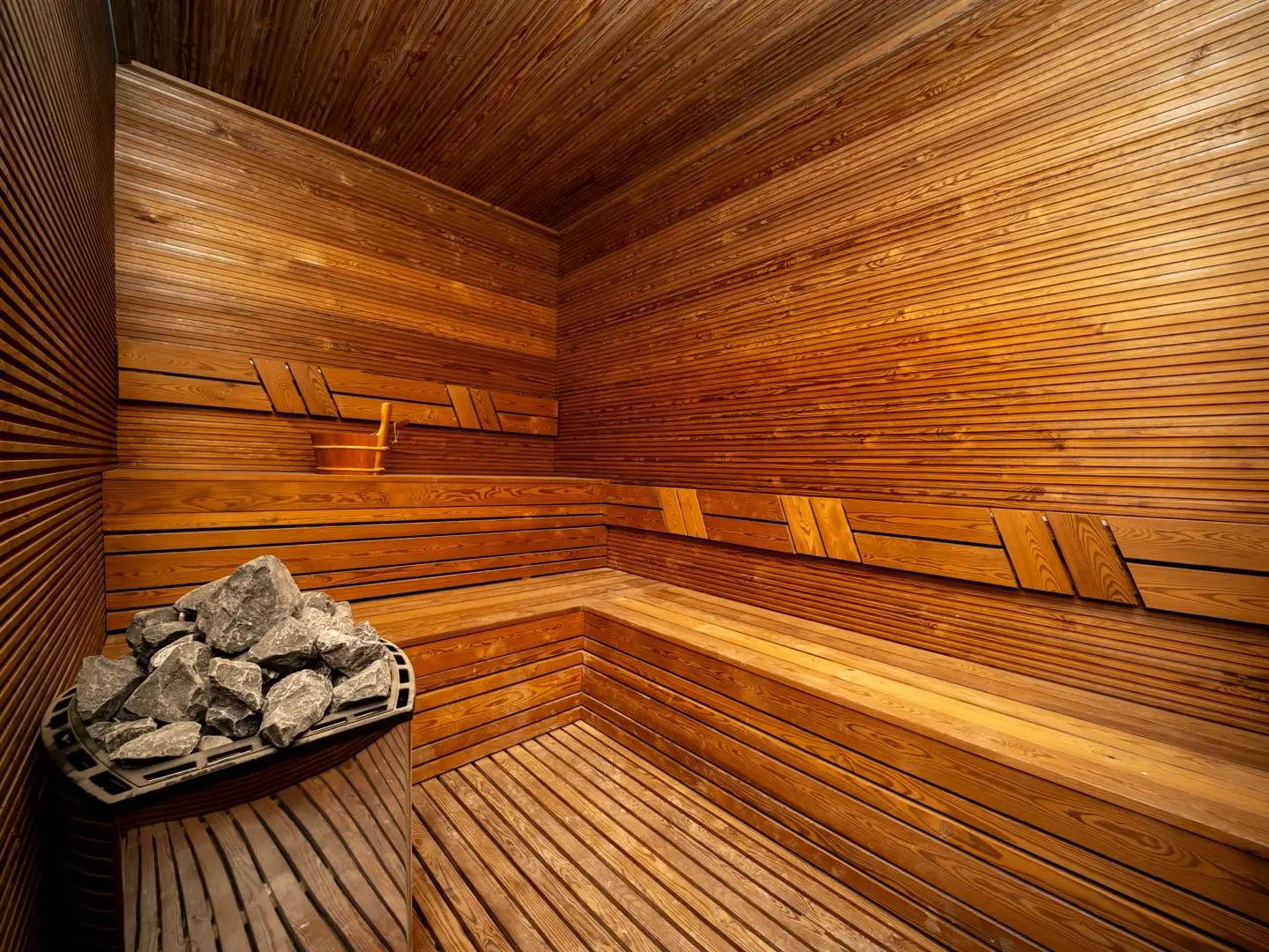 Luxury sauna at The Spark by Esnaad in Meydan District 11 Dubai, offering premium wellness amenities